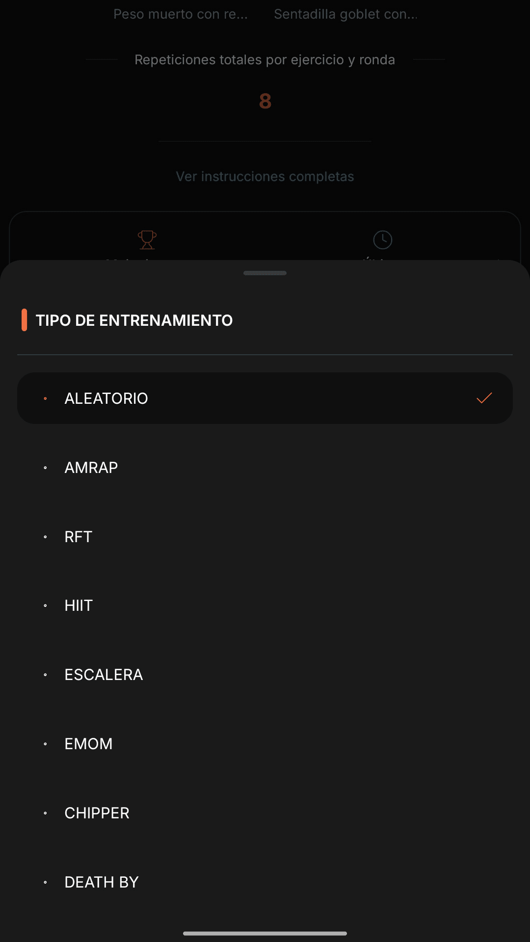 Generador de entrenamientos